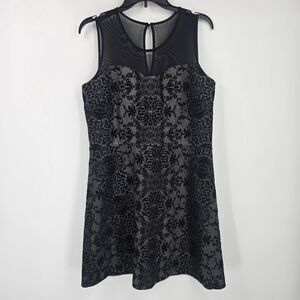 Maurices Black Whimsigoth Dress Y2K Silver Shimmery Lace Sz Large Grunge Velvet